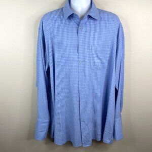 Bruno Conte Single Needle Vintage Check Mens Dress Shirt 18.5 36 37 French Cuff